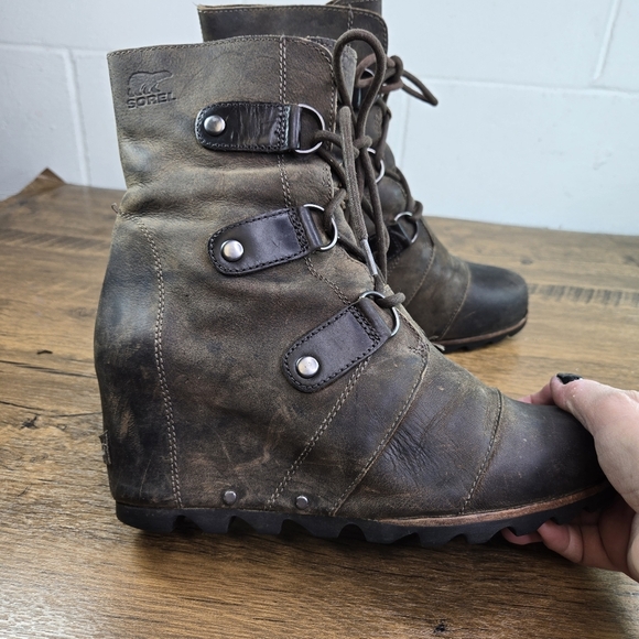 Sorel Joan Of Artic Wedge Mid Patina Brown Boots - Picture 11 of 12